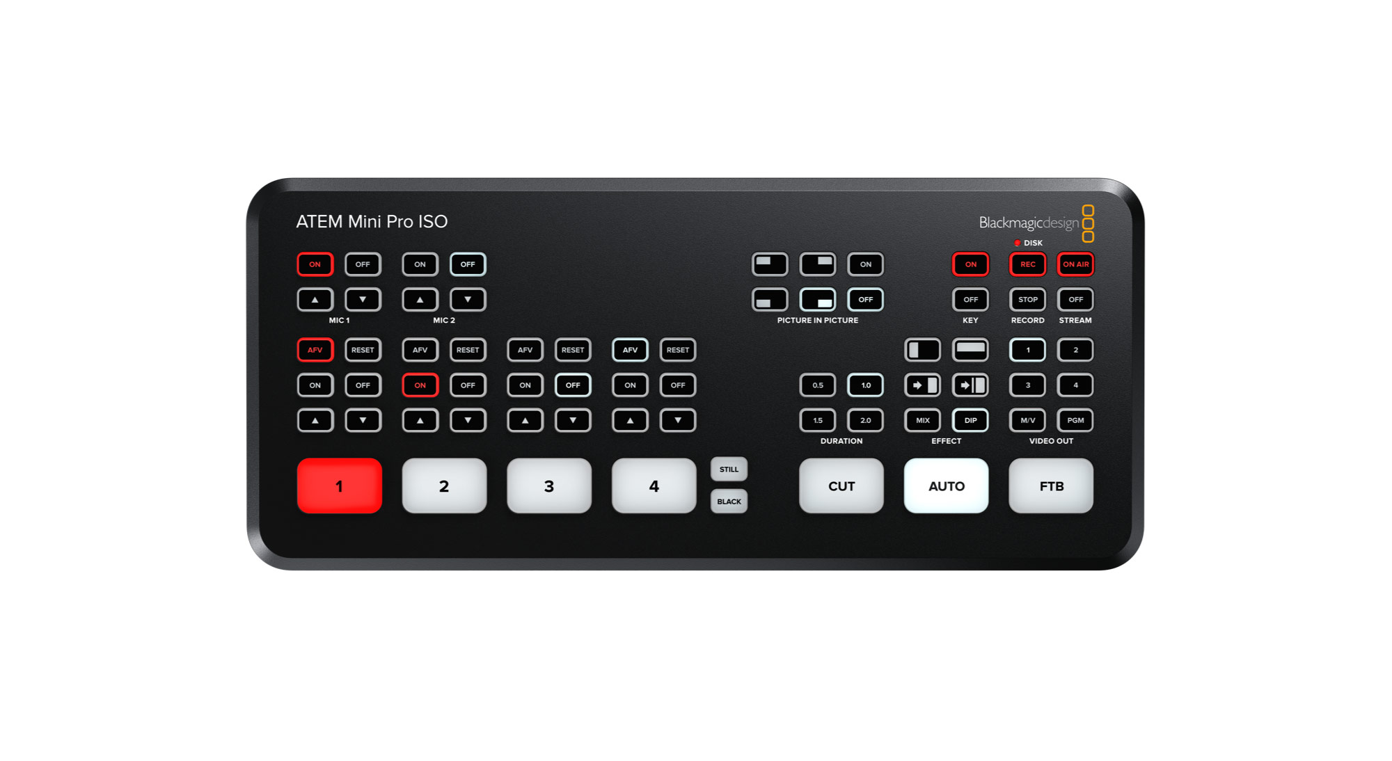 Blackmagic ATEM Mini Pro ISO dengan 4 input HDMI untuk live production multi-kamera