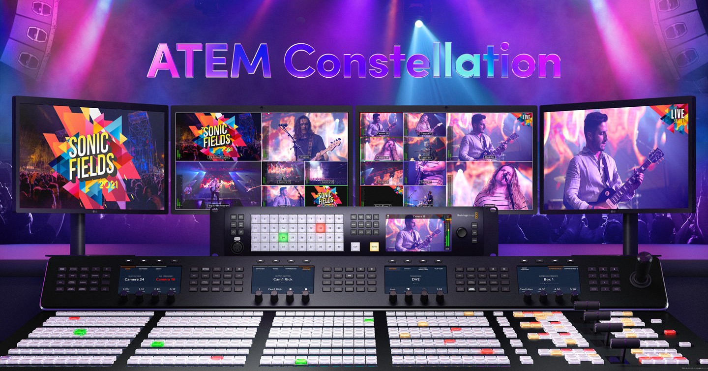 Blackmagic ATEM 4 M/E Constellation HD dengan 40 input 3G-SDI dan panel kontrol broadcast