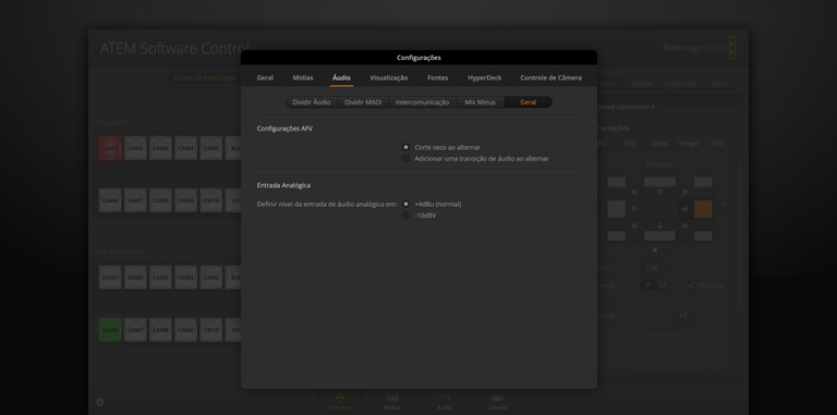 Switcher Settings - Audio