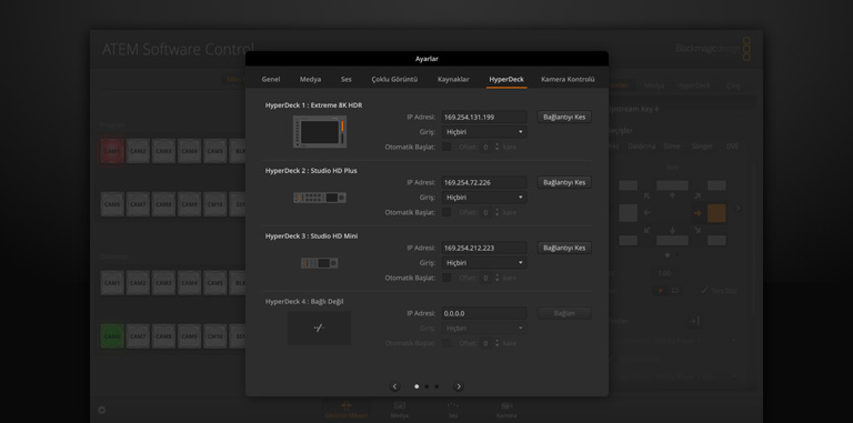 Switcher Settings - HyperDeck