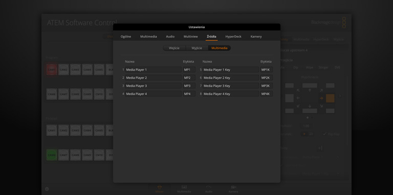 Switcher Settings - Sources