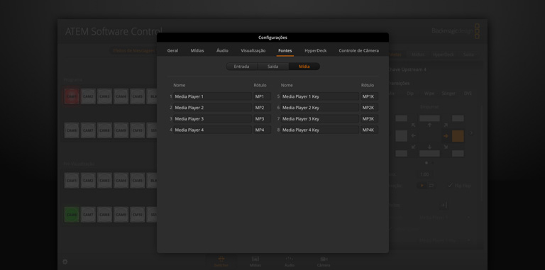 Switcher Settings - Sources