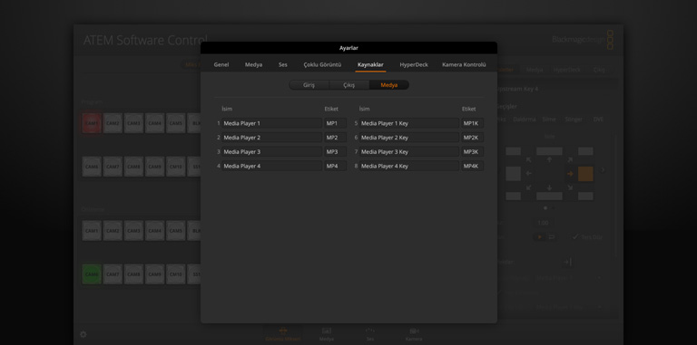 Switcher Settings - Sources