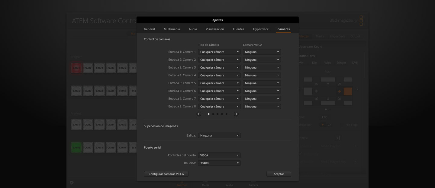 Switcher Settings - Camera Control