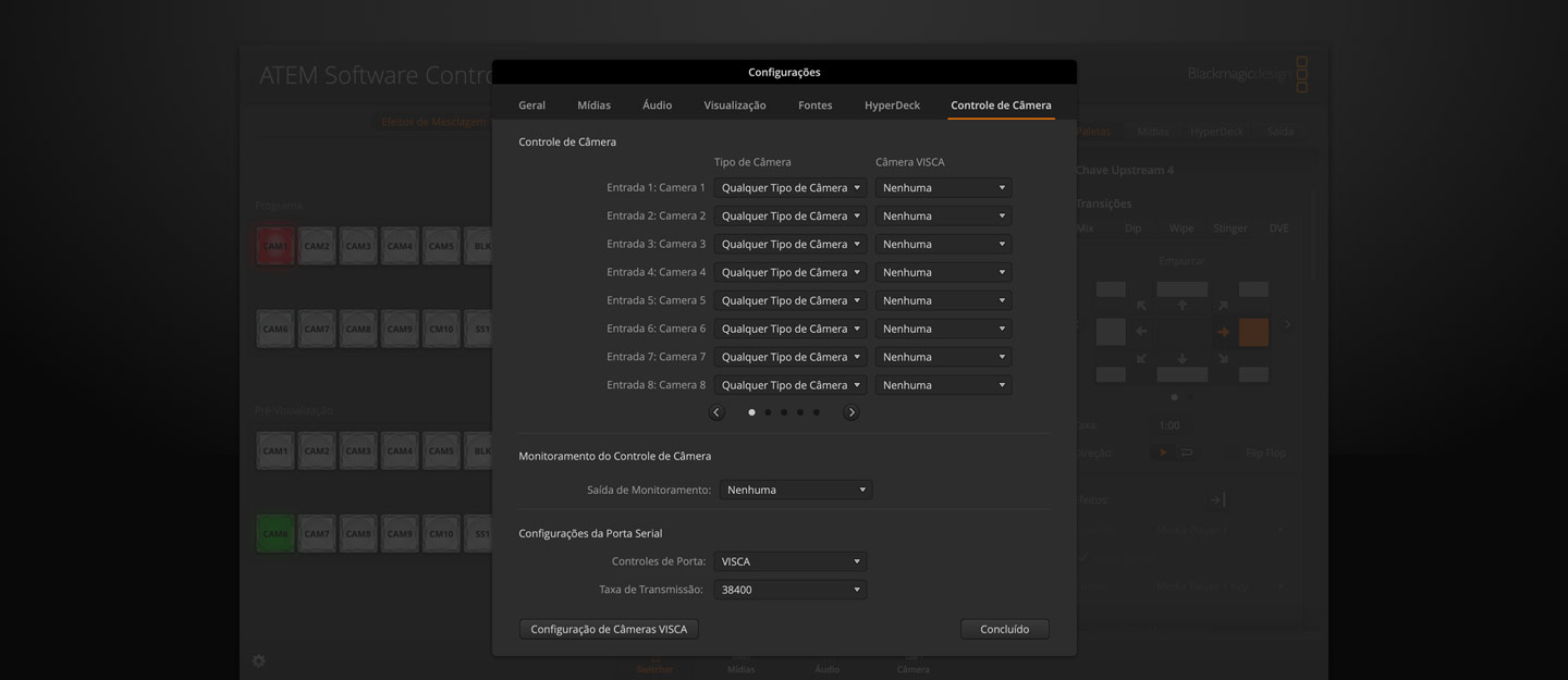 Switcher Settings - Camera Control