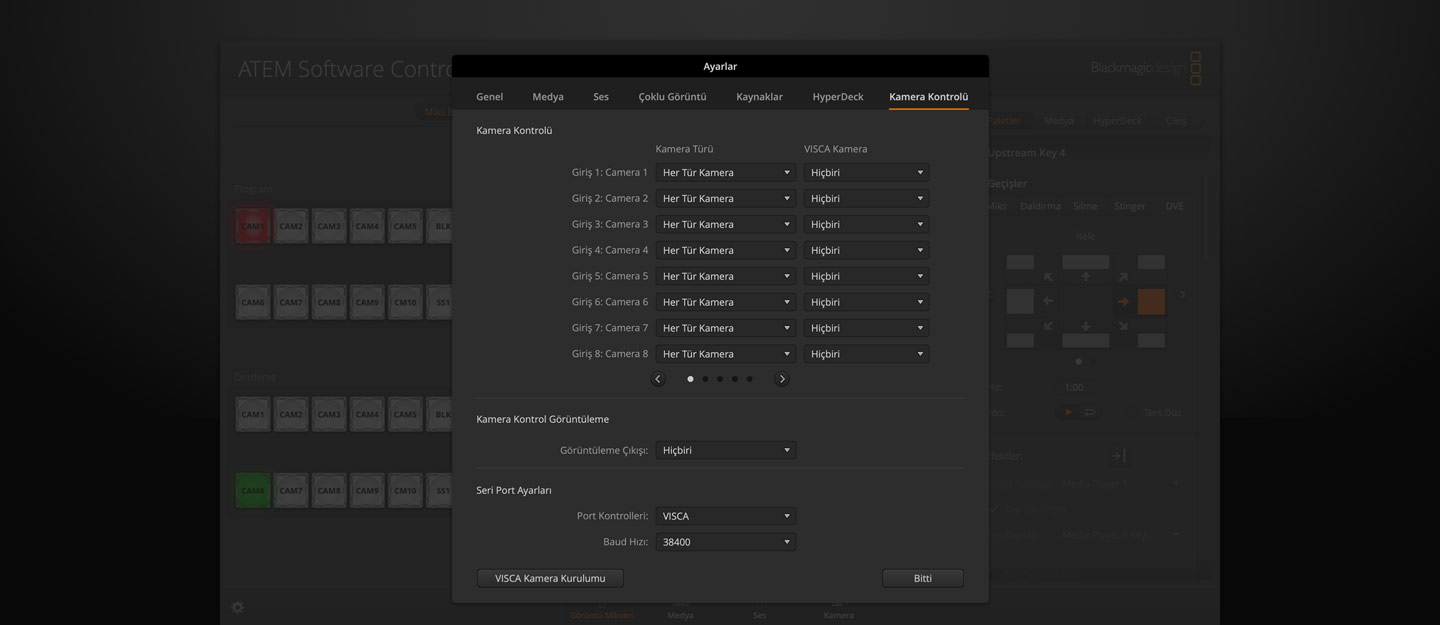 Switcher Settings - Camera Control