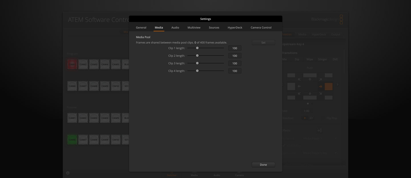 Switcher Settings - Media