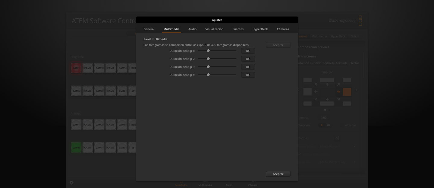 Switcher Settings - Media