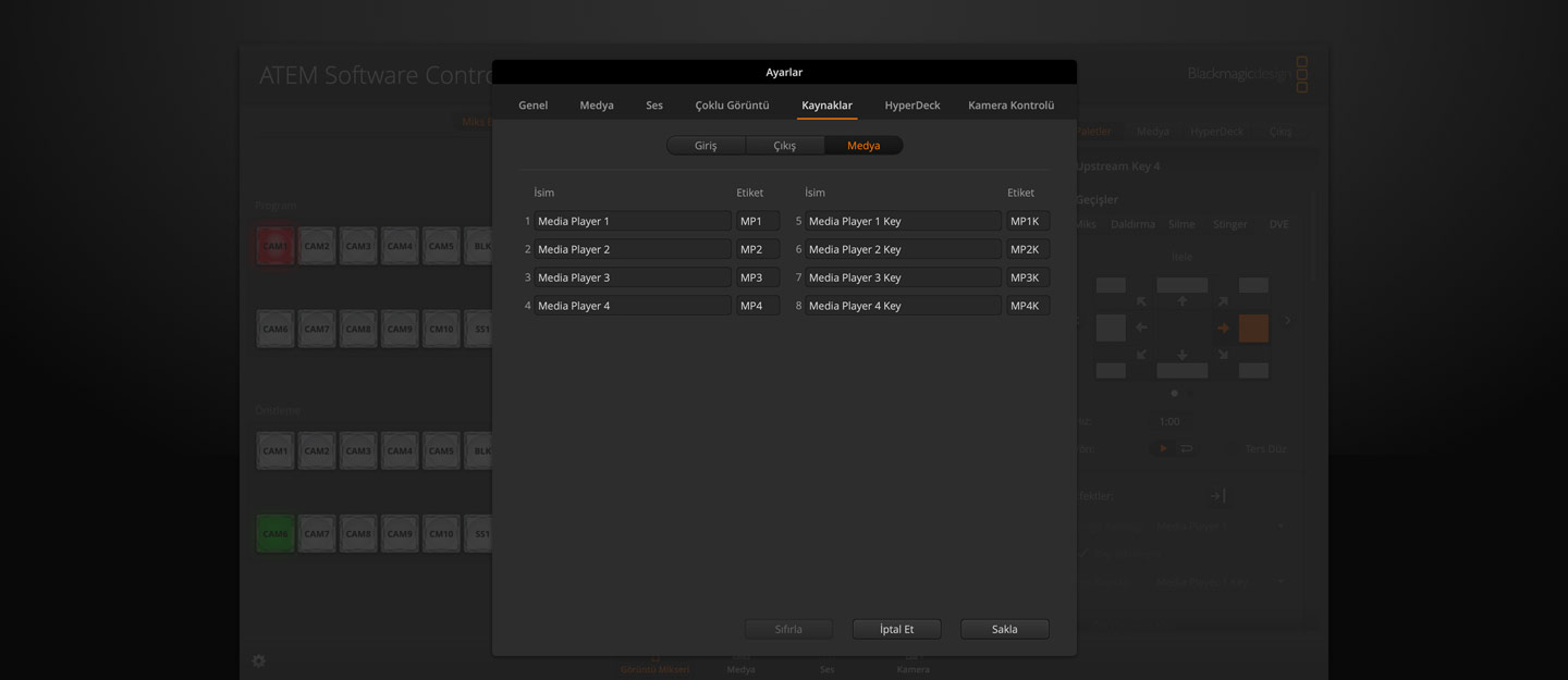 Switcher Settings - Sources