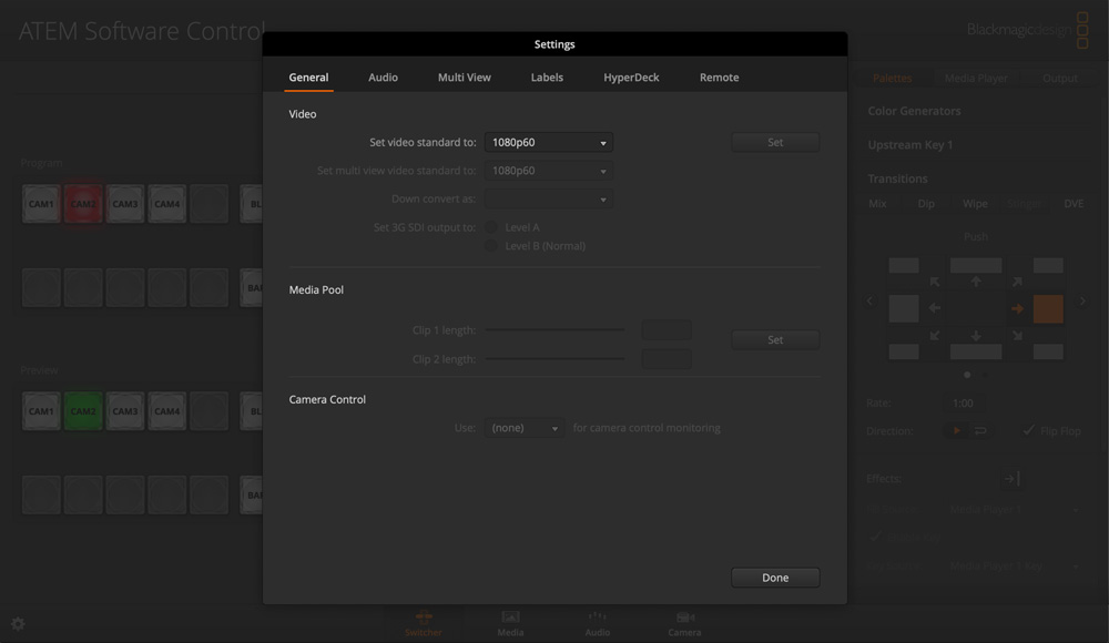 Switcher Settings - General