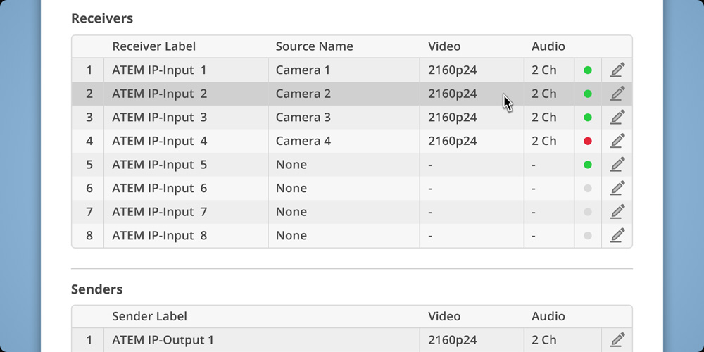 Receiver and Sender Settings