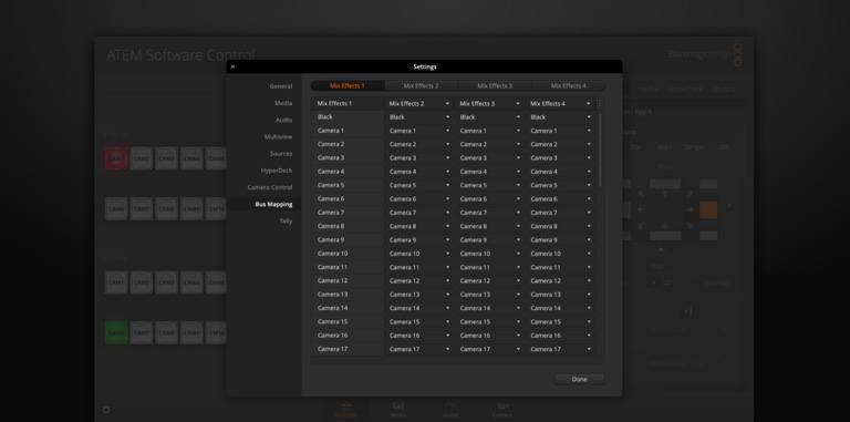 Switcher Settings - Bus Mapping