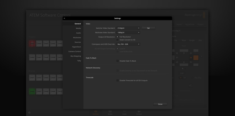 Switcher Settings - General