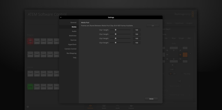 Switcher Settings - Media