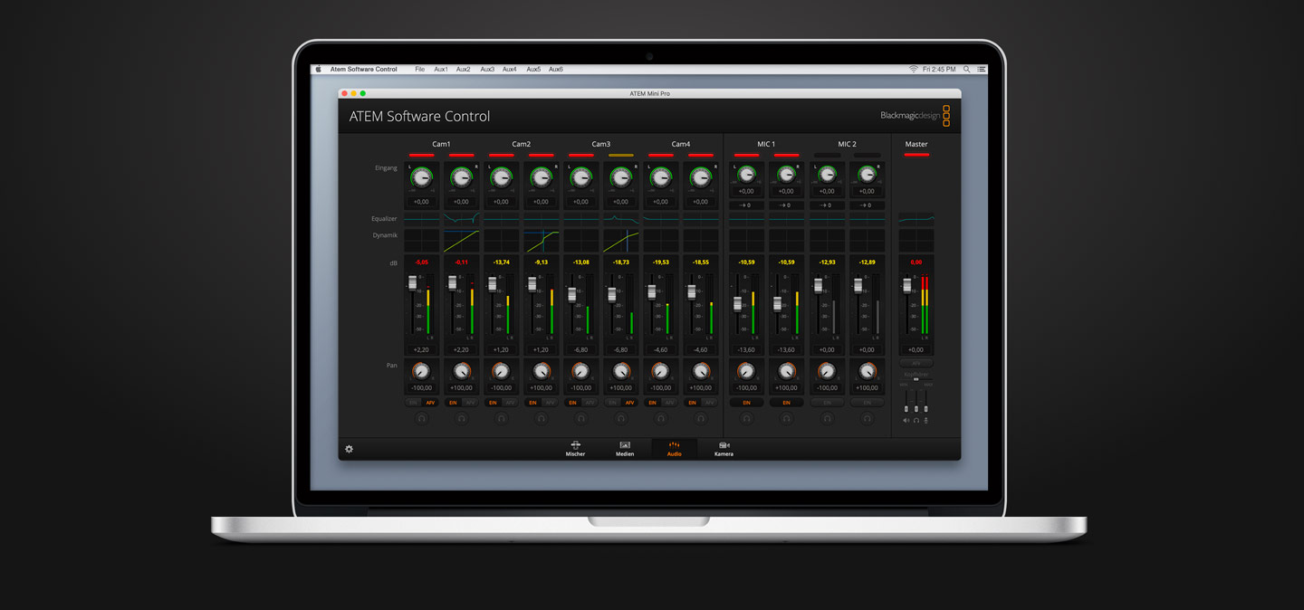 ATEM Software Control Audio Screen.