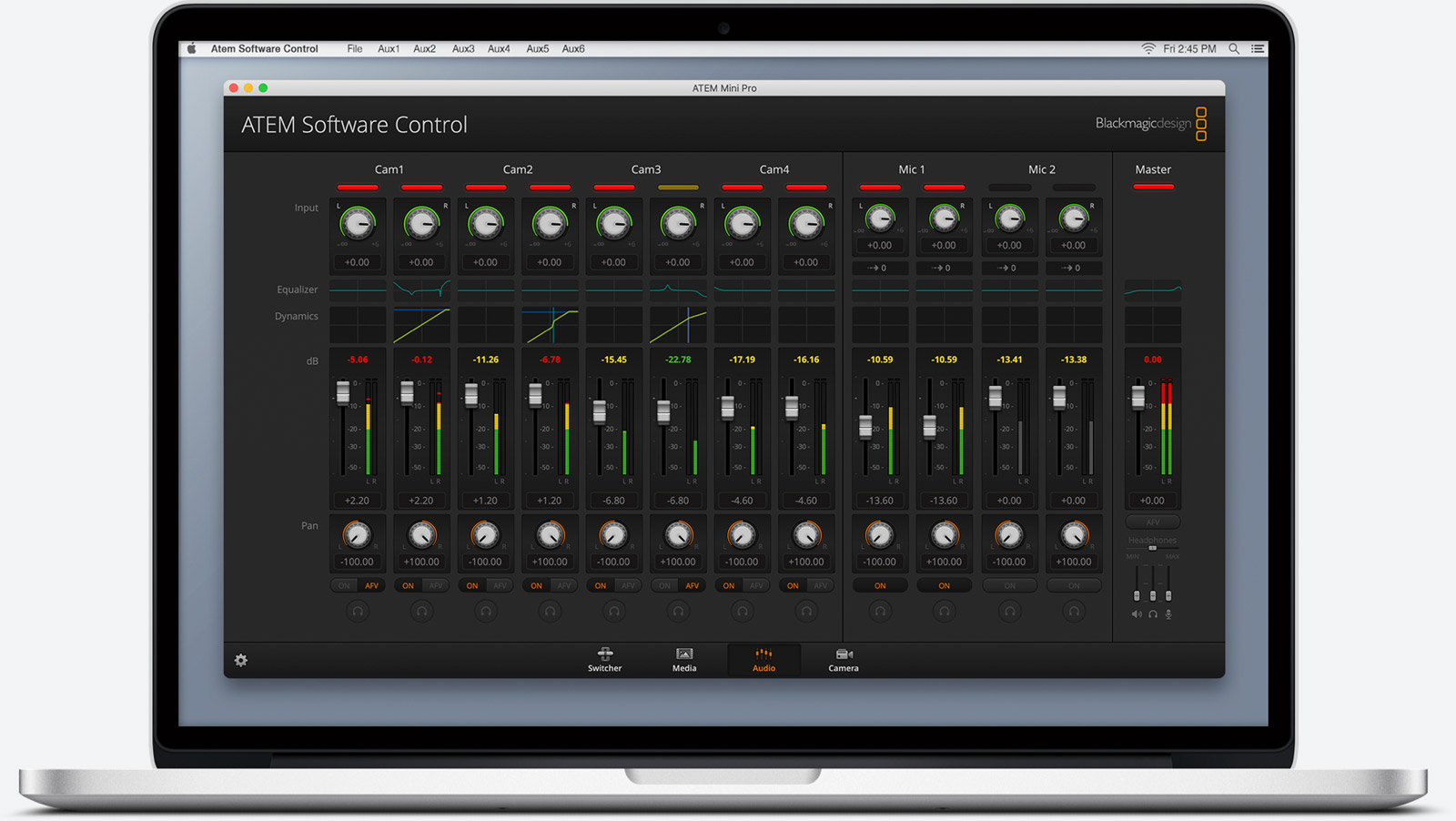 ATEM audio control panel