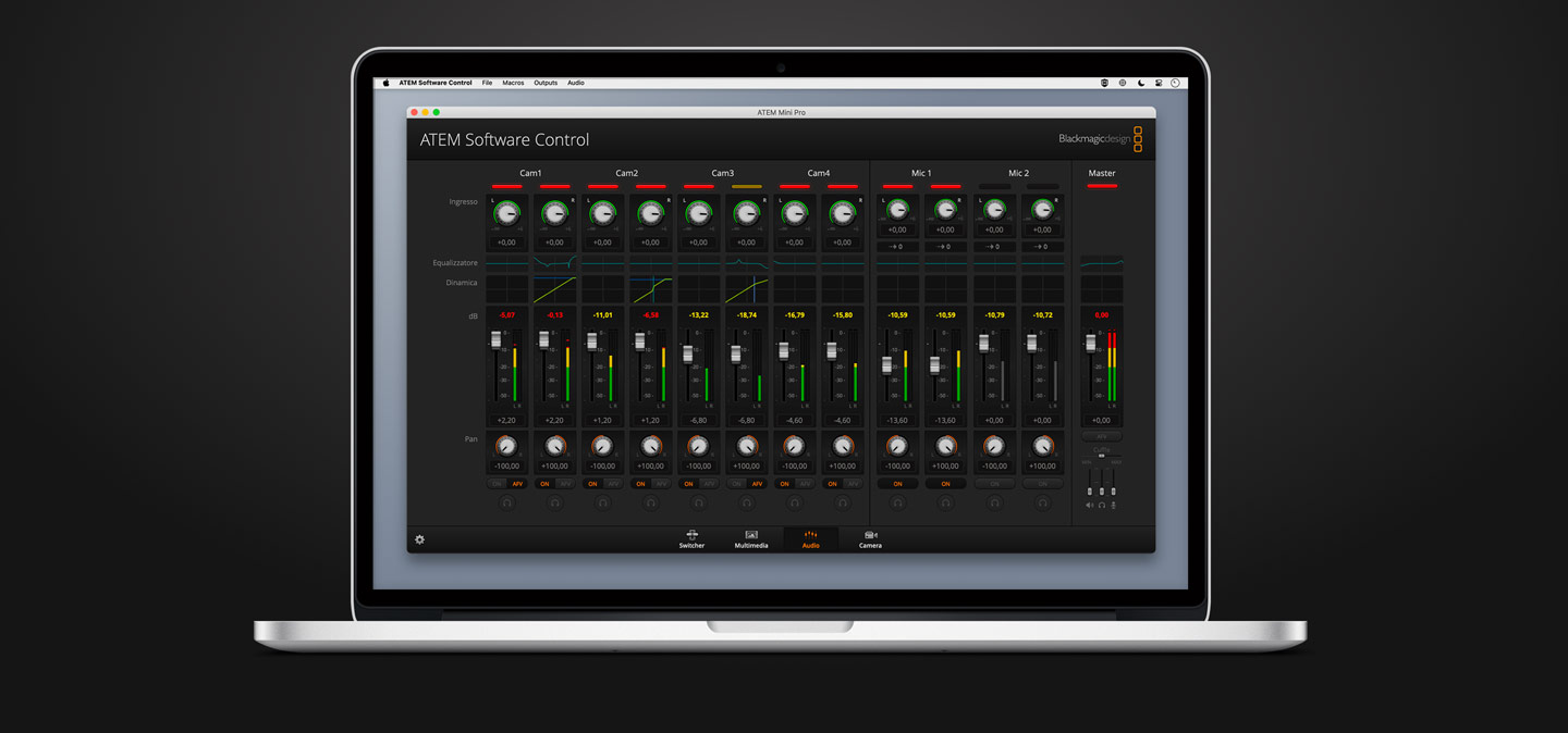 ATEM Software Control Audio Screen.