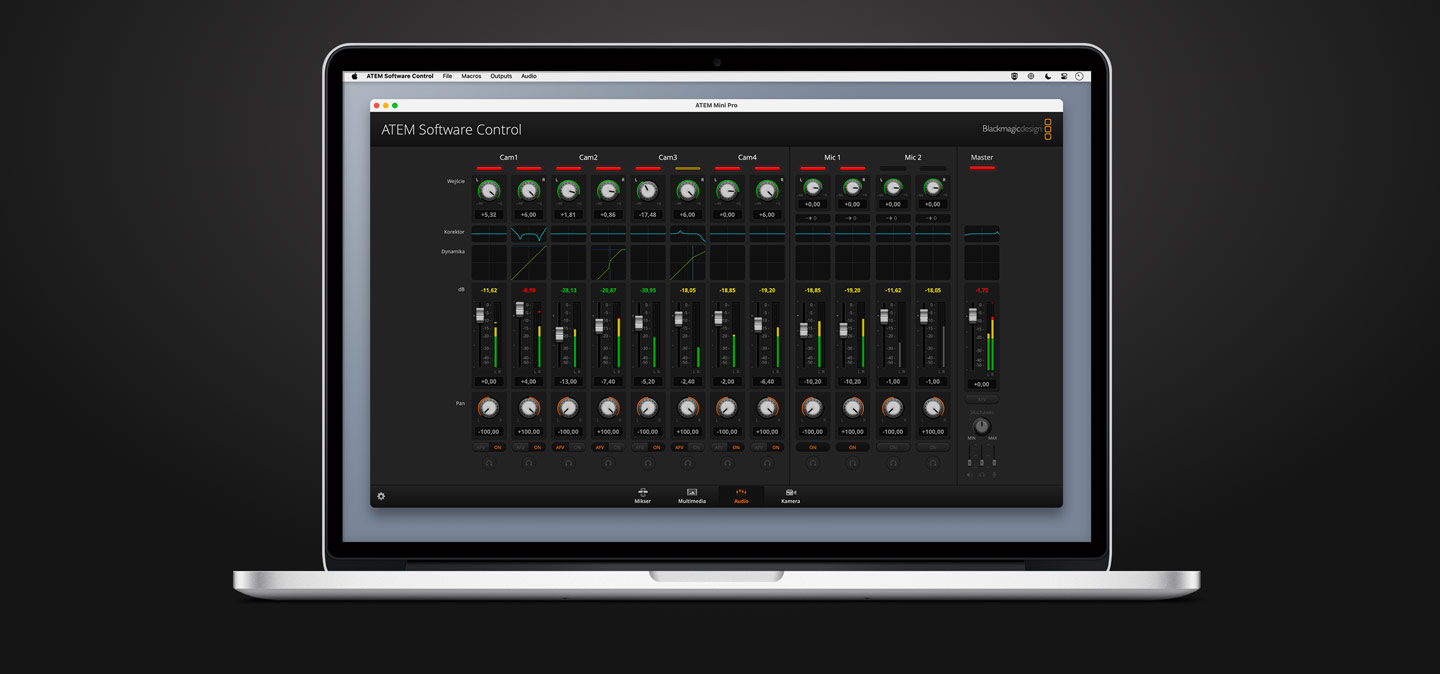 ATEM Software Control Audio Screen.