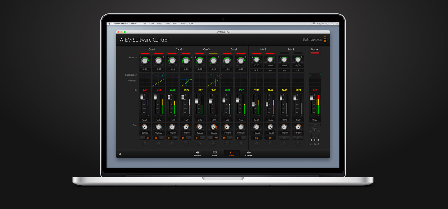 ATEM Software Control Audio Screen.