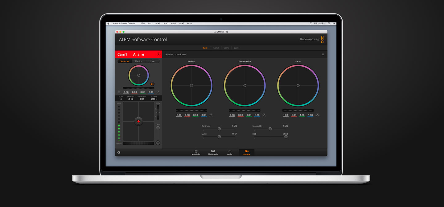 ATEM Software Control Camera Control Screen.