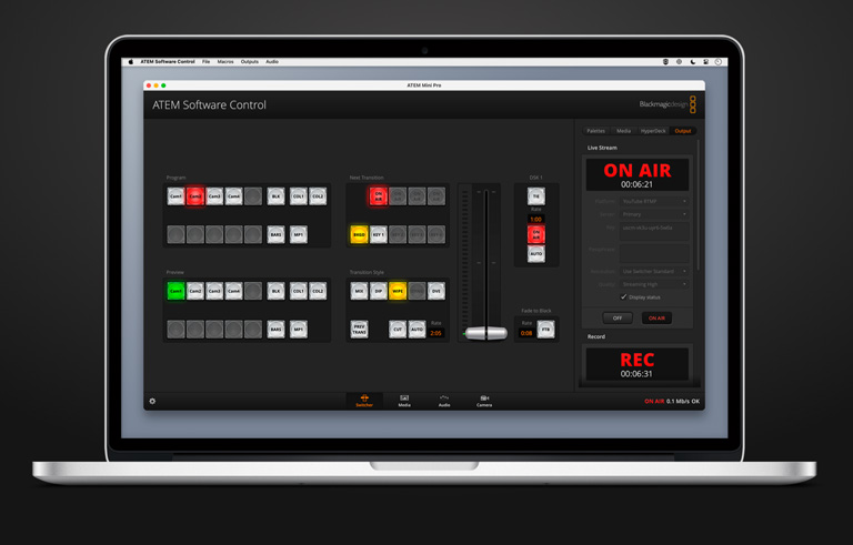 ATEM Software Control Switcher Screen.