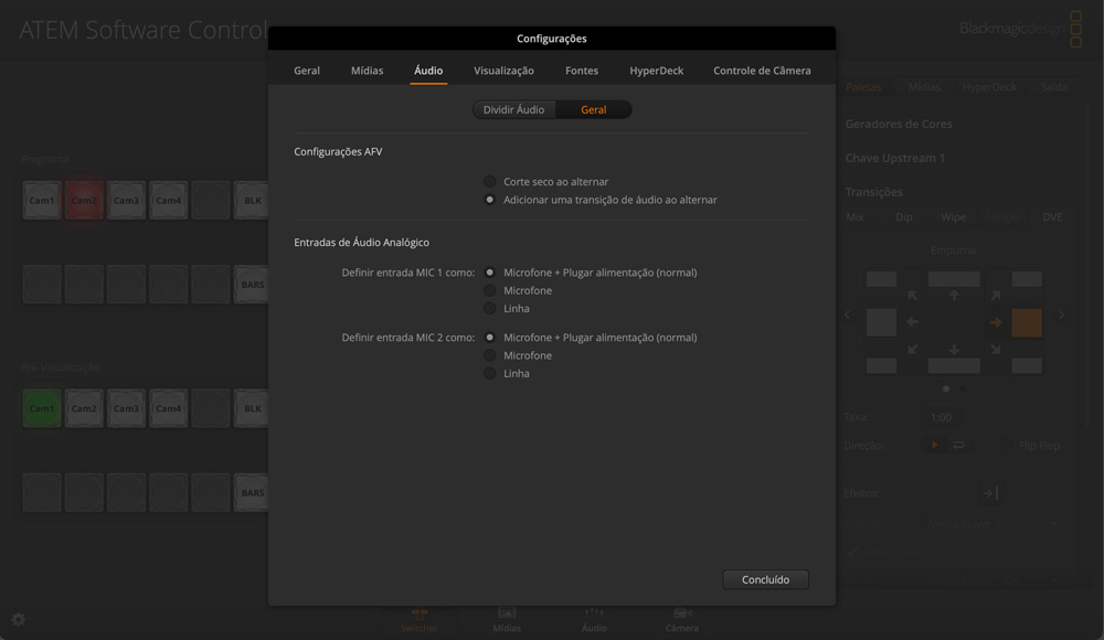 Switcher Settings - Audio