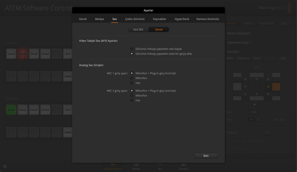 Switcher Settings - Audio