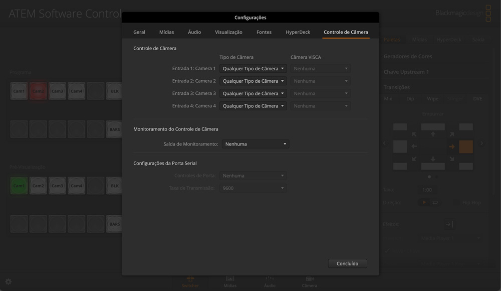 Switcher Settings - Camera Control