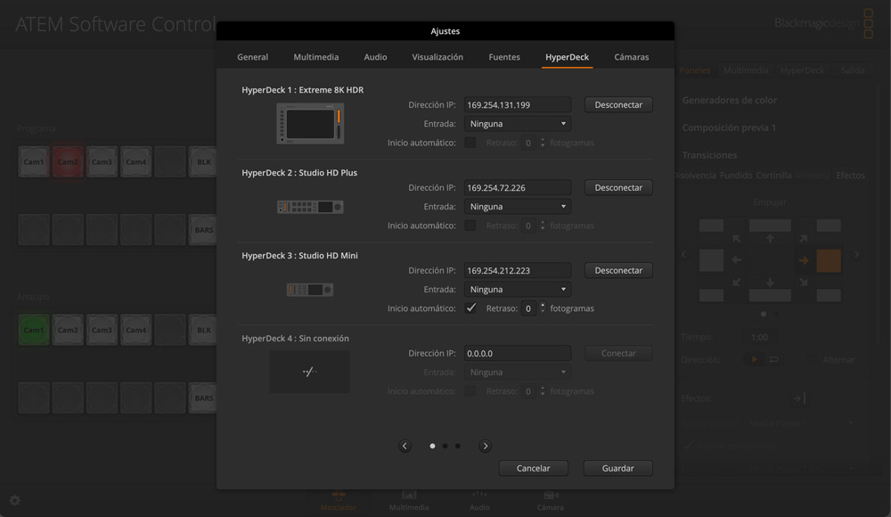 Switcher Settings - HyperDeck