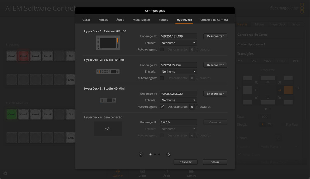 Switcher Settings - HyperDeck