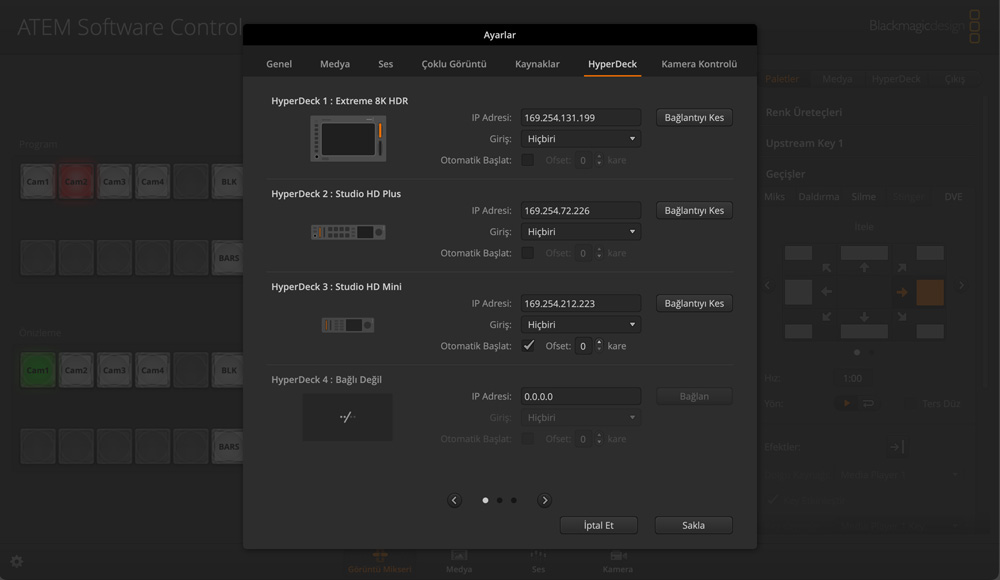 Switcher Settings - HyperDeck