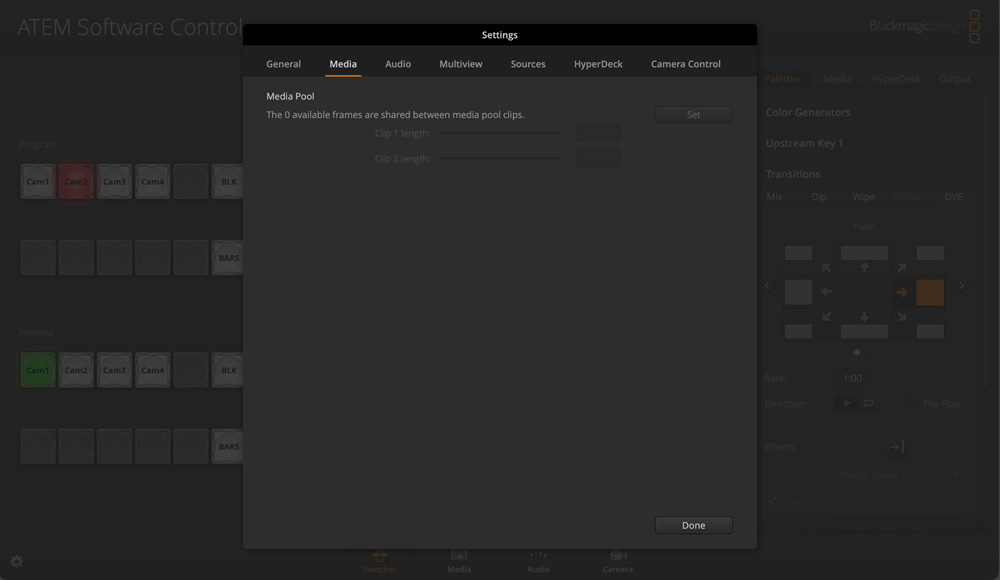 Switcher Settings - Media