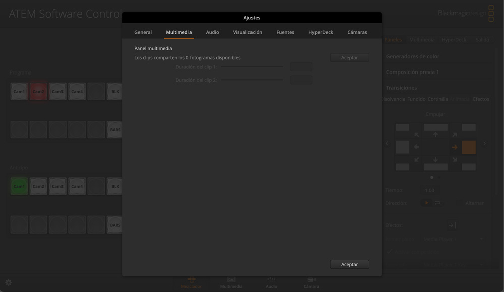 Switcher Settings - Media