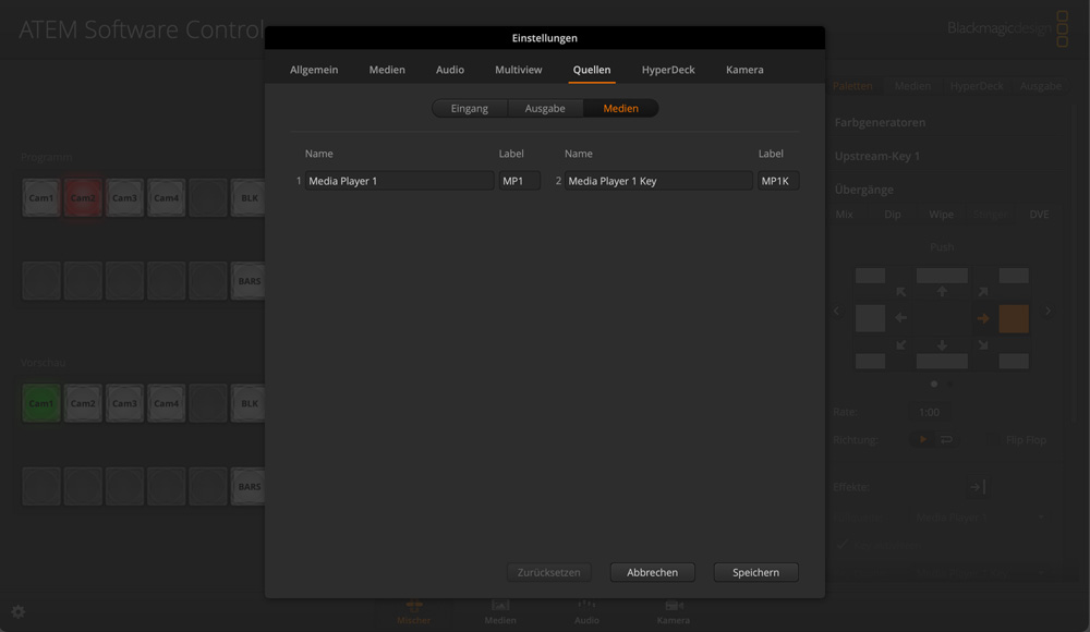 Switcher Settings - Sources