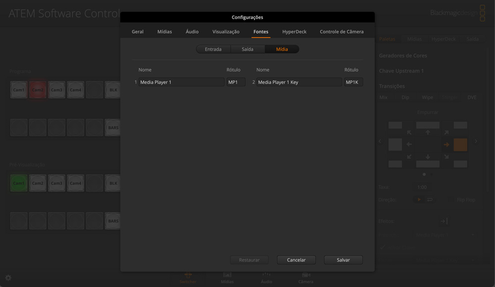 Switcher Settings - Sources