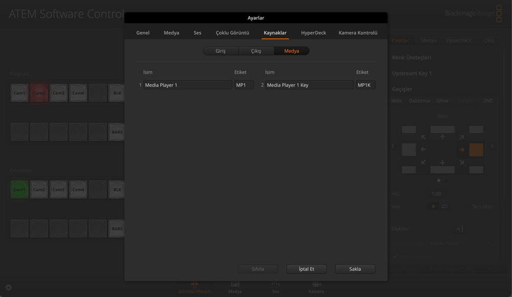 Switcher Settings - Sources