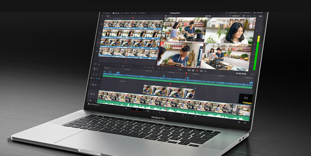 Computer with DaVinci Resolve