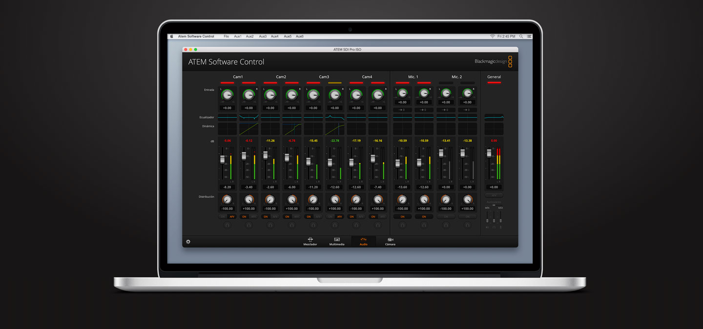 ATEM Software Control Audio Screen.