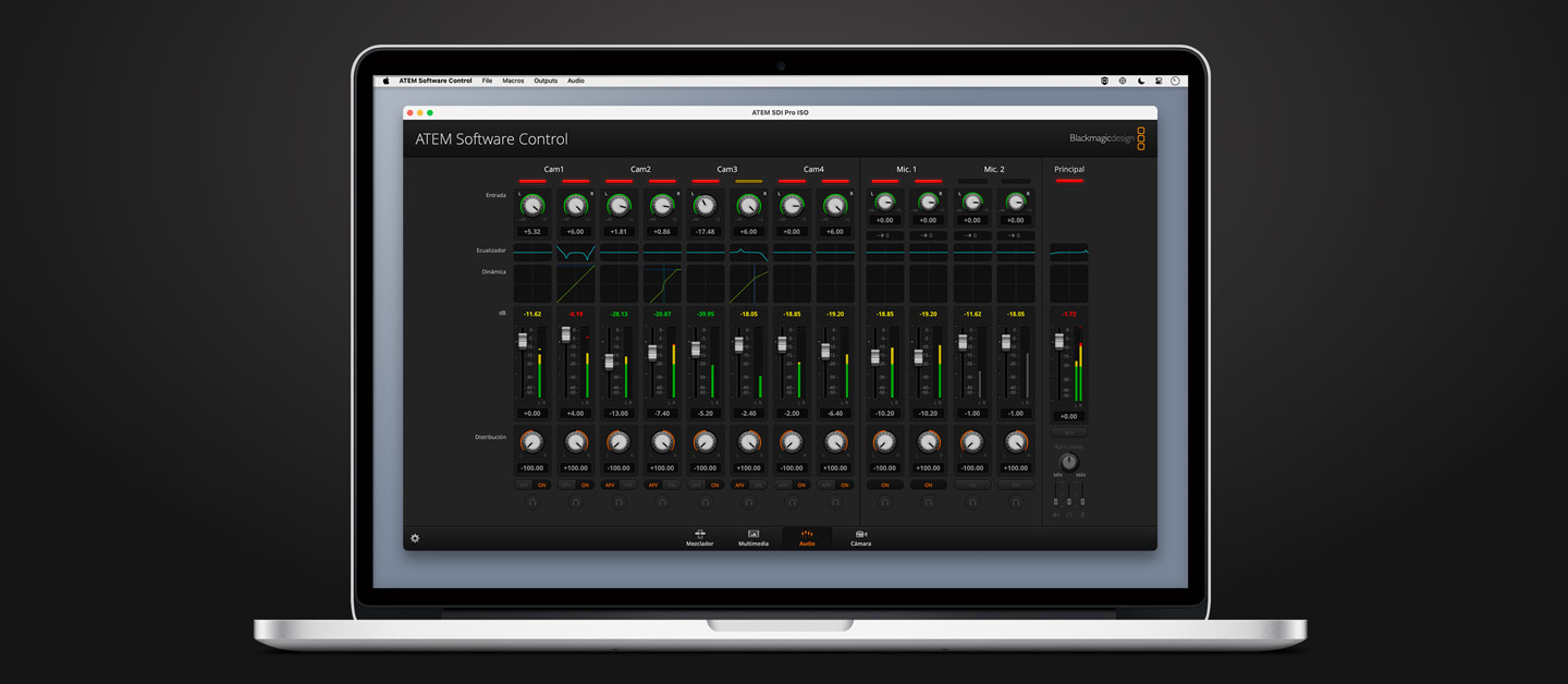 ATEM Software Control Audio Screen.