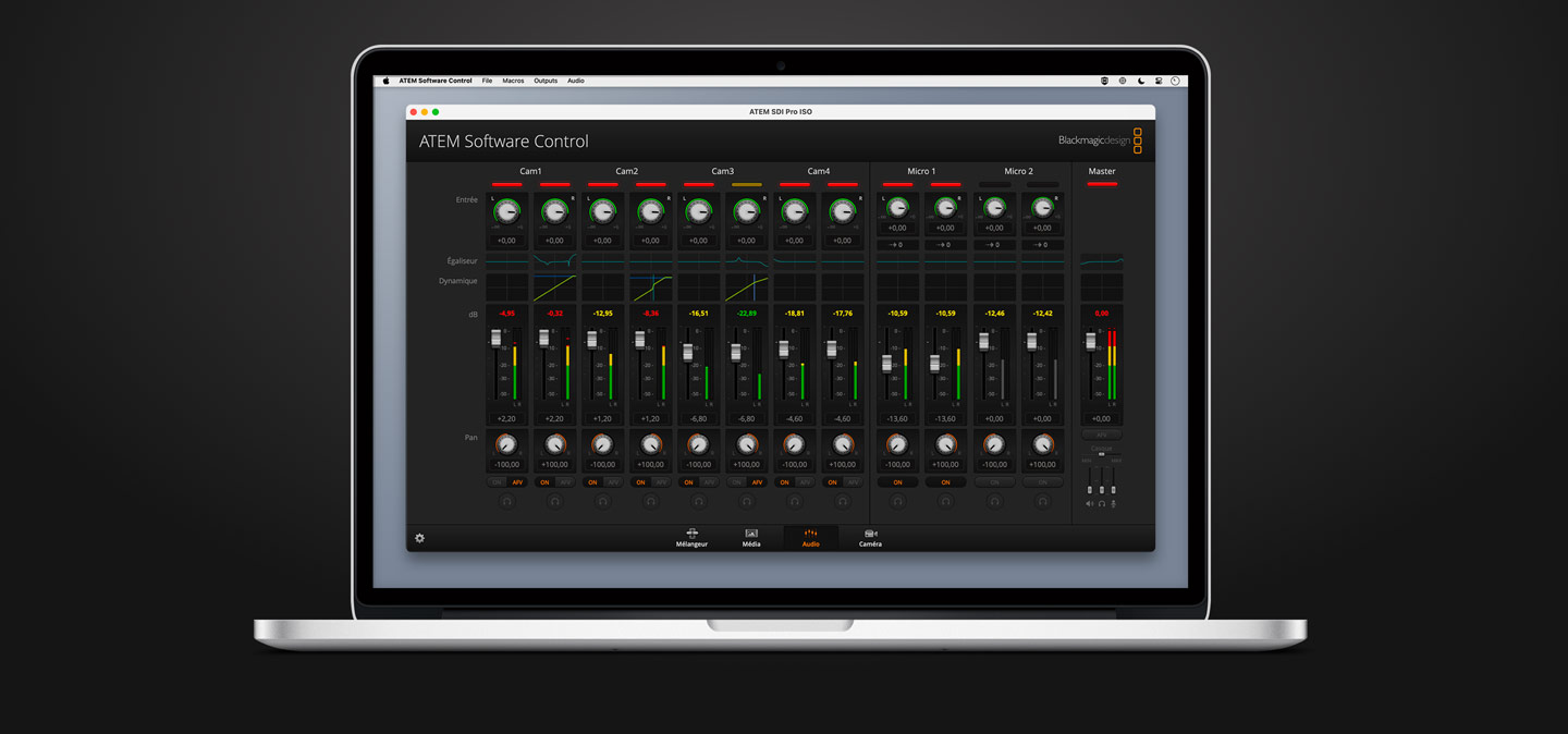 ATEM Software Control Audio Screen.