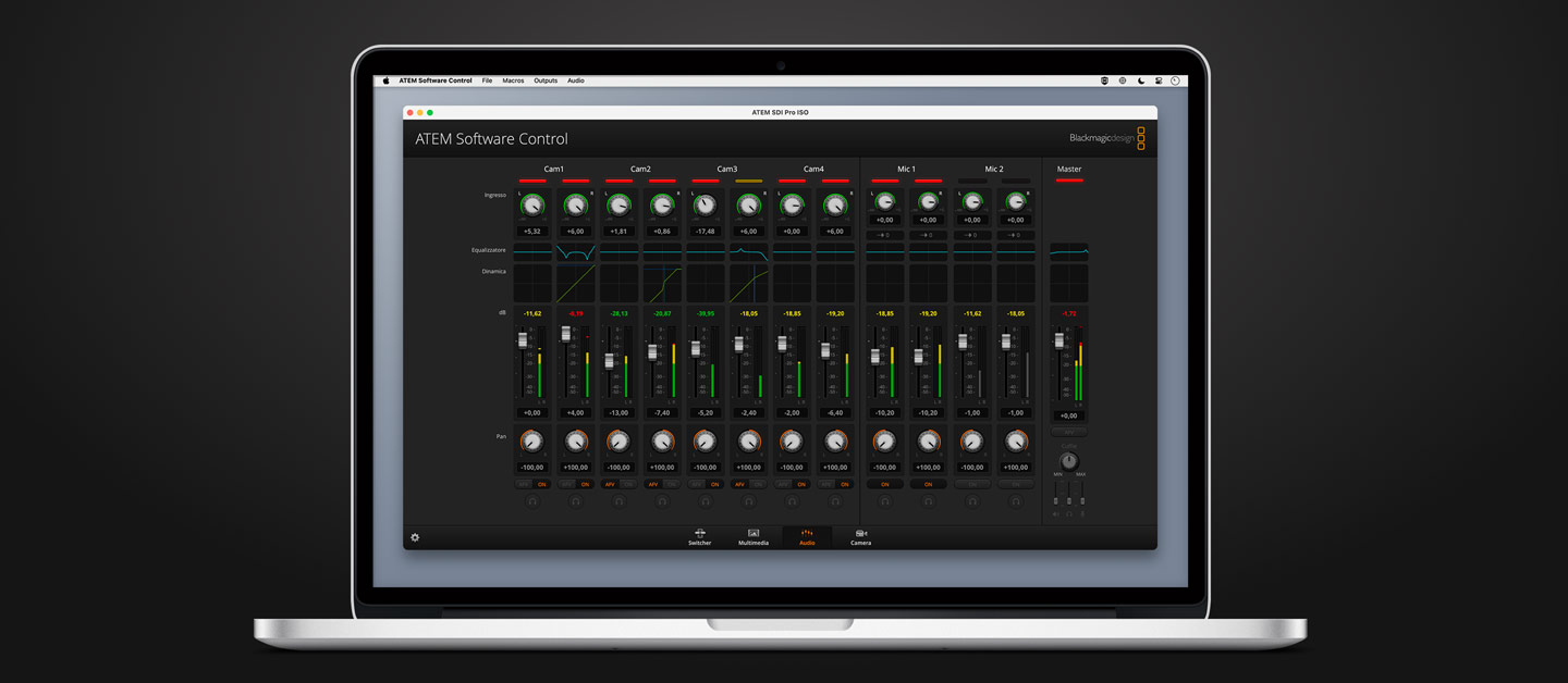 ATEM Software Control Audio Screen.