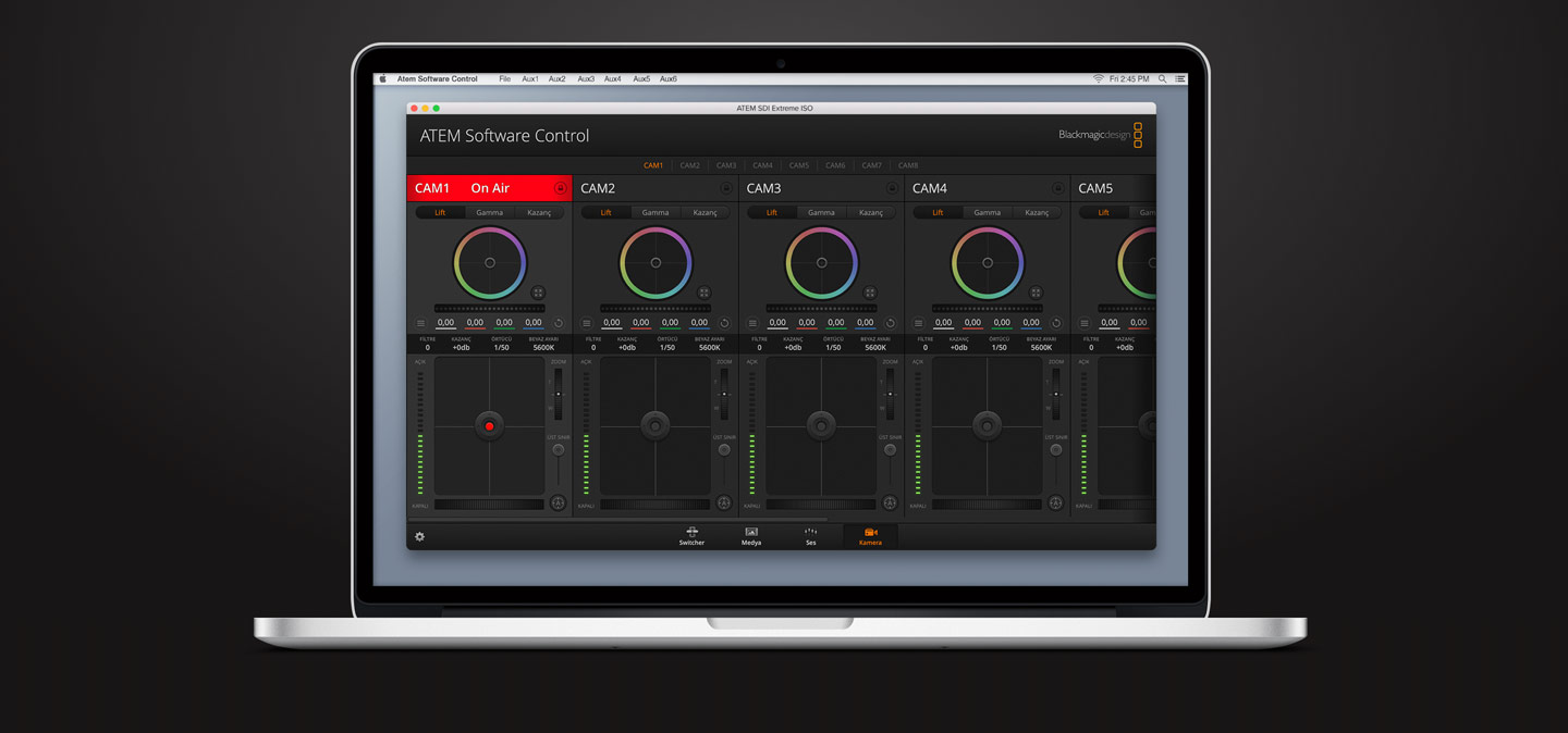 ATEM Software Control Camera Control Screen.