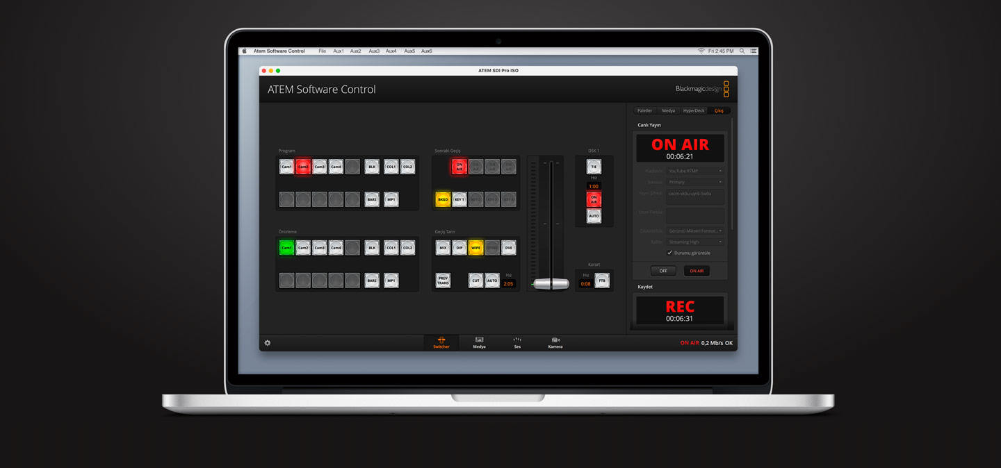 ATEM Software Control Switcher Screen.