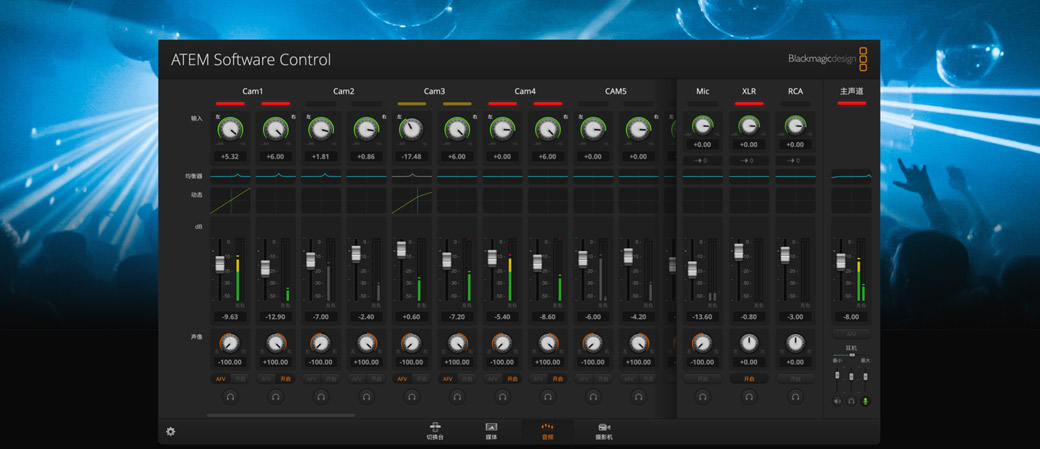 Built In Audio Mixer with 6 Band EQ, Compressor and Limiter