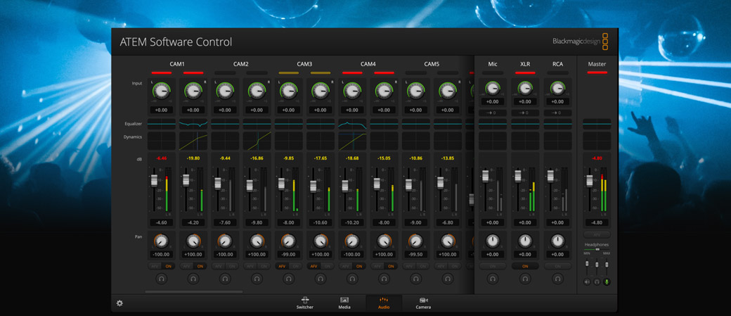 Built In Audio Mixer with 6 Band EQ, Compressor and Limiter