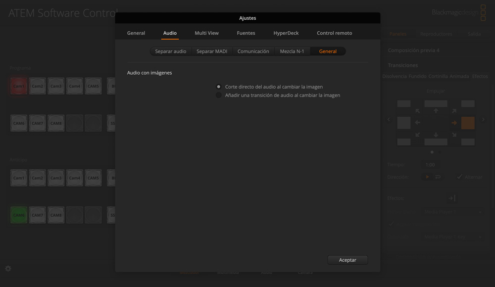 Audio Settings Page