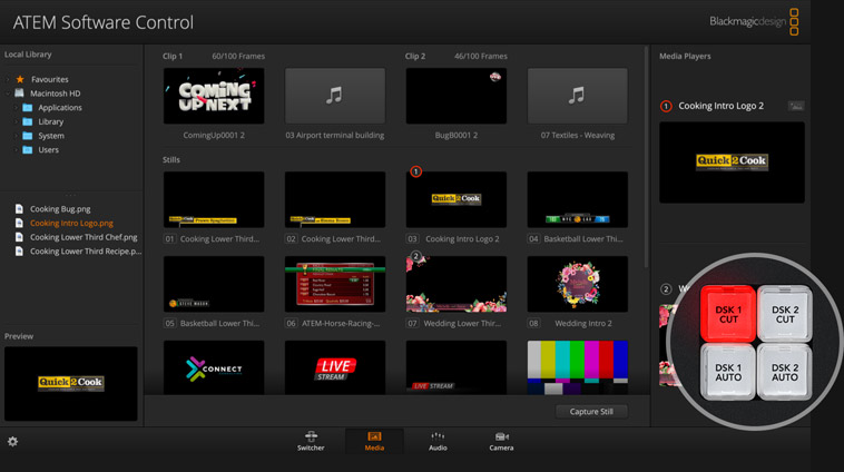 Supports Internal Media for Stills and Motion Graphics