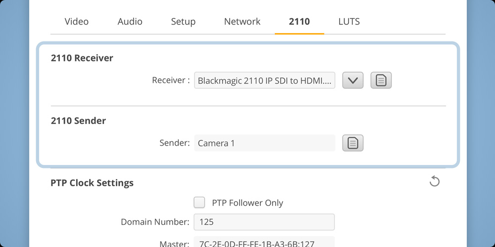 Receiver and Sender Settings