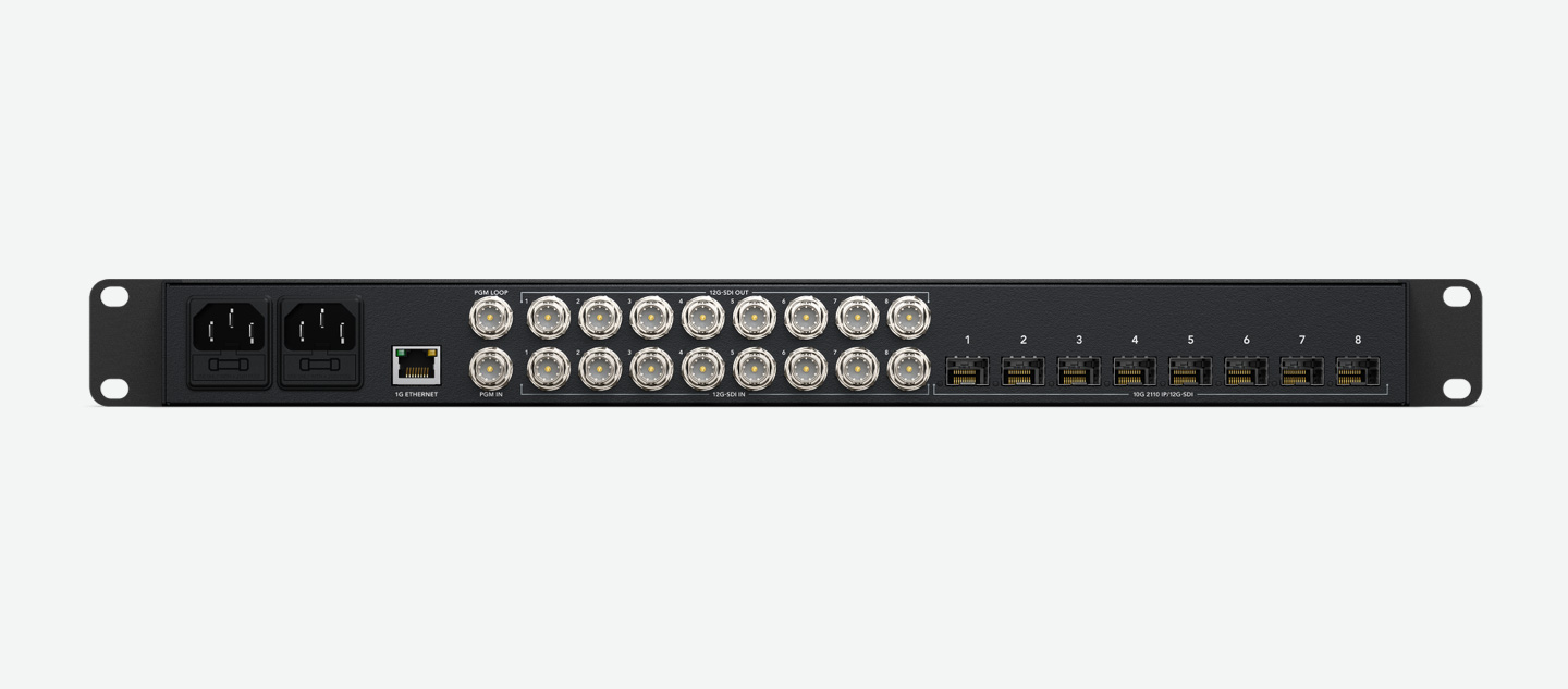 Blackmagic 2110 IP Converter 8x12G SFP Rear
