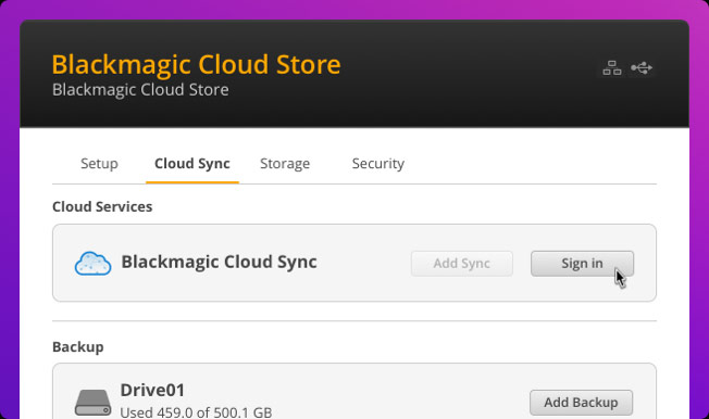 支援 Blackmagic Cloud 同步
